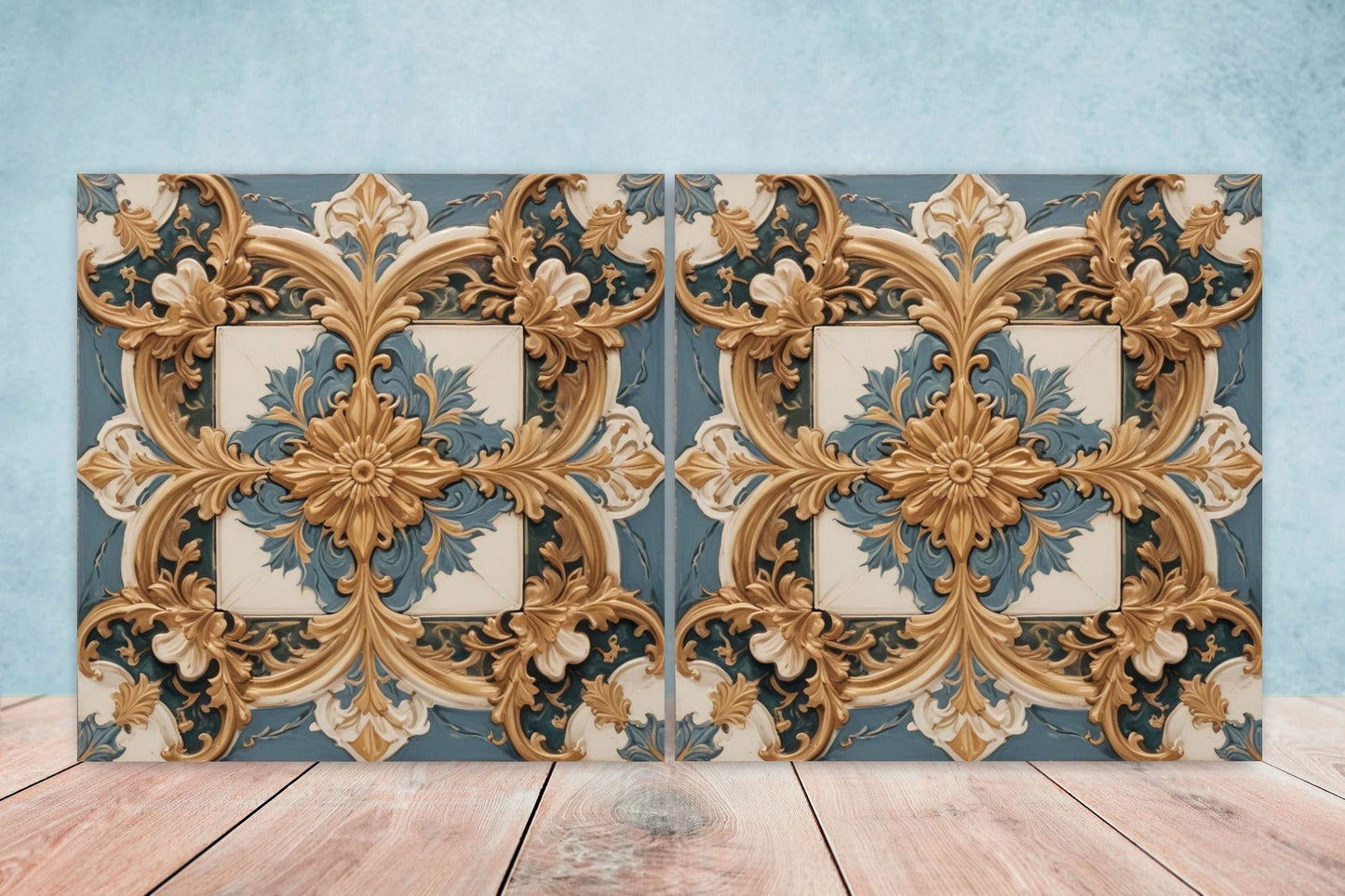 Victorian Tiles - Set of 2 Victorian Wall Decor Ceramic Tiles - Kitchen Backsplash Tiles, Table Decorative Tiles, Bathroom Tiles, Coaster