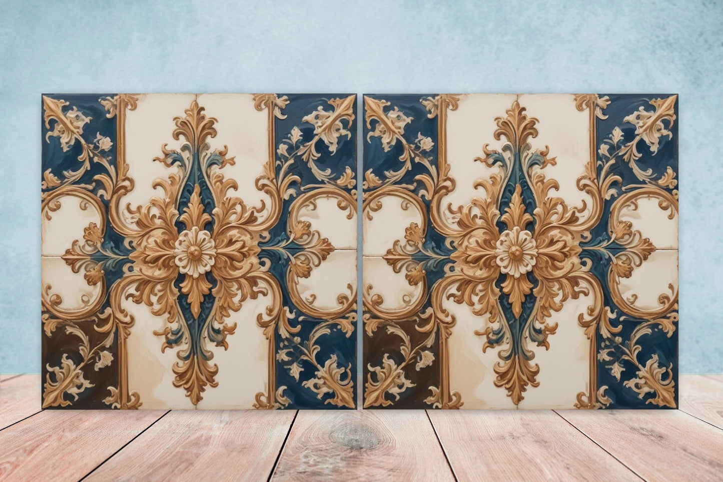 Victorian Tiles - Set of 2 Victorian Wall Decor Ceramic Tiles - Kitchen Backsplash Tiles, Table Decorative Tiles, Bathroom Tiles, Coaster