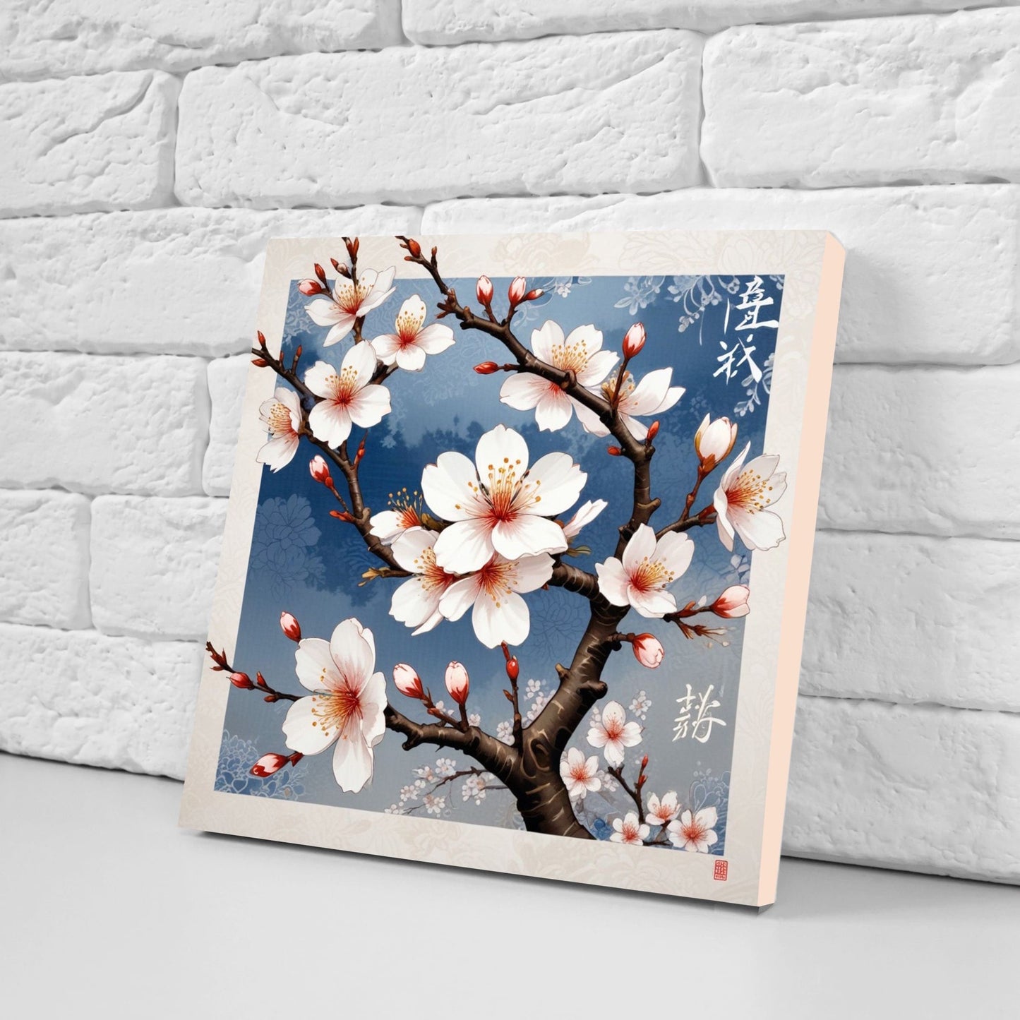 Cherry Blossom Ceramic Tiles Japanese Flower Design - Set of 2 Wall Décor Tiles - Kitchen Backsplash Tiles, Decorative Tiles, Bathroom Tiles