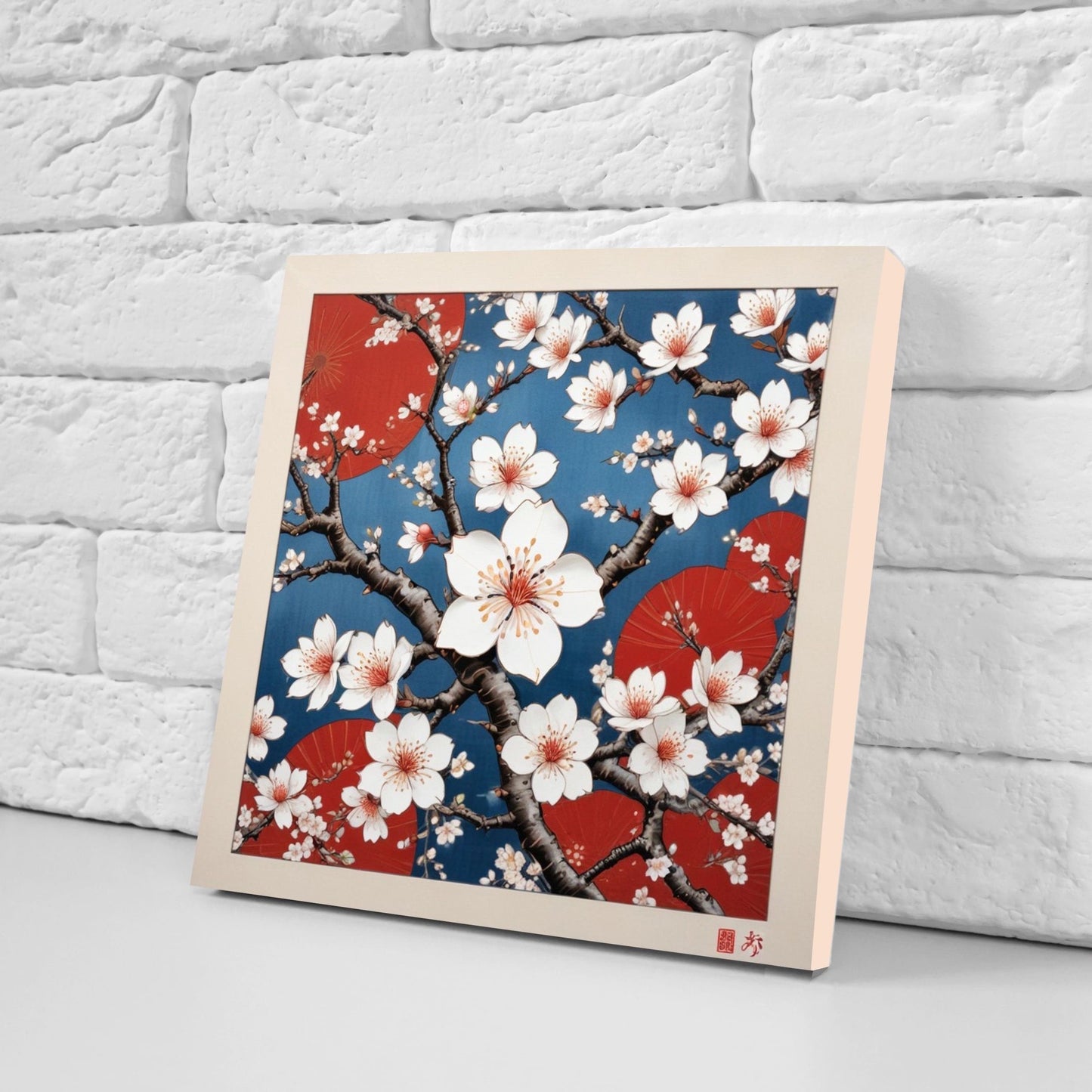Cherry Blossom Ceramic Tiles Japanese Flower Design - Set of 2 Wall Décor Tiles - Kitchen Backsplash Tiles, Decorative Tiles, Bathroom Tiles