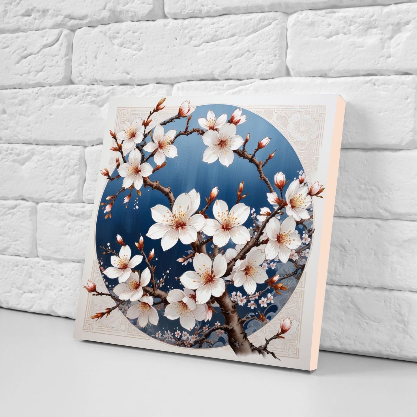 Cherry Blossom Ceramic Tiles Japanese Flower Design - Set of 2 Wall Décor Tiles - Kitchen Backsplash Tiles, Decorative Tiles, Bathroom Tiles