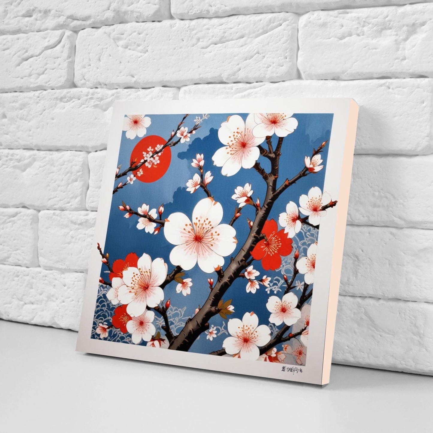 Japanese Ceramic Tiles Cherry Blossom Flower Design - Set of 2 Wall Décor Tiles - Kitchen Backsplash Tiles, Decorative Tiles, Bathroom Tiles