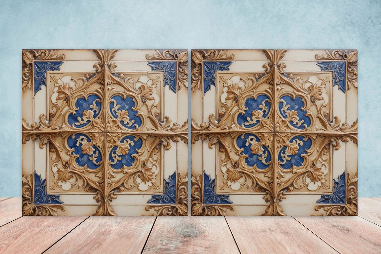 Victorian Tiles - Set of 2 Victorian Wall Decor Ceramic Tiles - Kitchen Backsplash Tiles, Table Decorative Tiles, Bathroom Tiles, Coaster