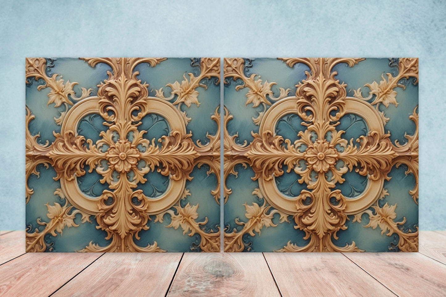 Victorian Tiles - Set of 2 Victorian Wall Decor Ceramic Tiles - Kitchen Backsplash Tiles, Table Decorative Tiles, Bathroom Tiles, Coaster