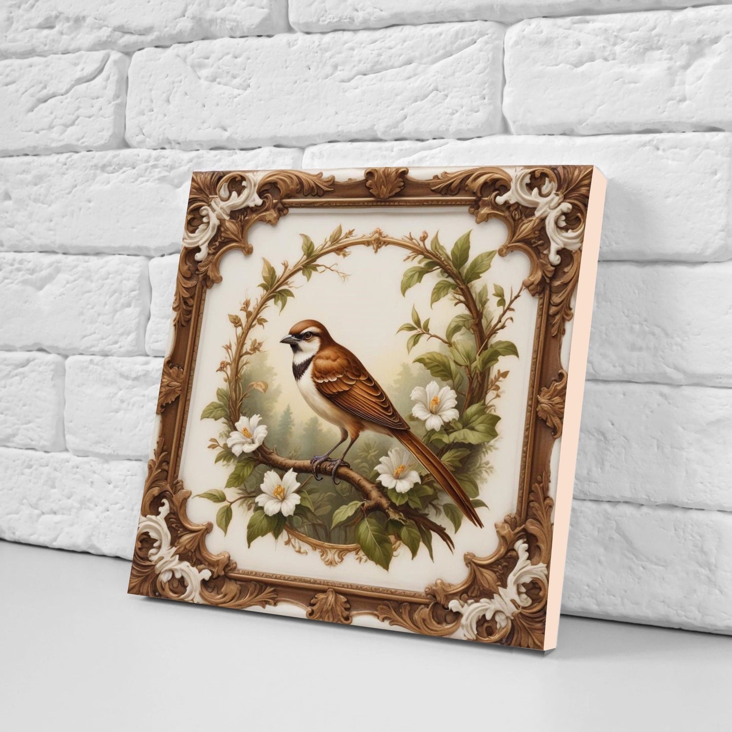 Victorian Tiles - Set of 2 Victorian Wall Decor Ceramic Bird Tiles-Kitchen Backsplash Tiles, Table Decorative Tiles, Bathroom Tiles, Coaster