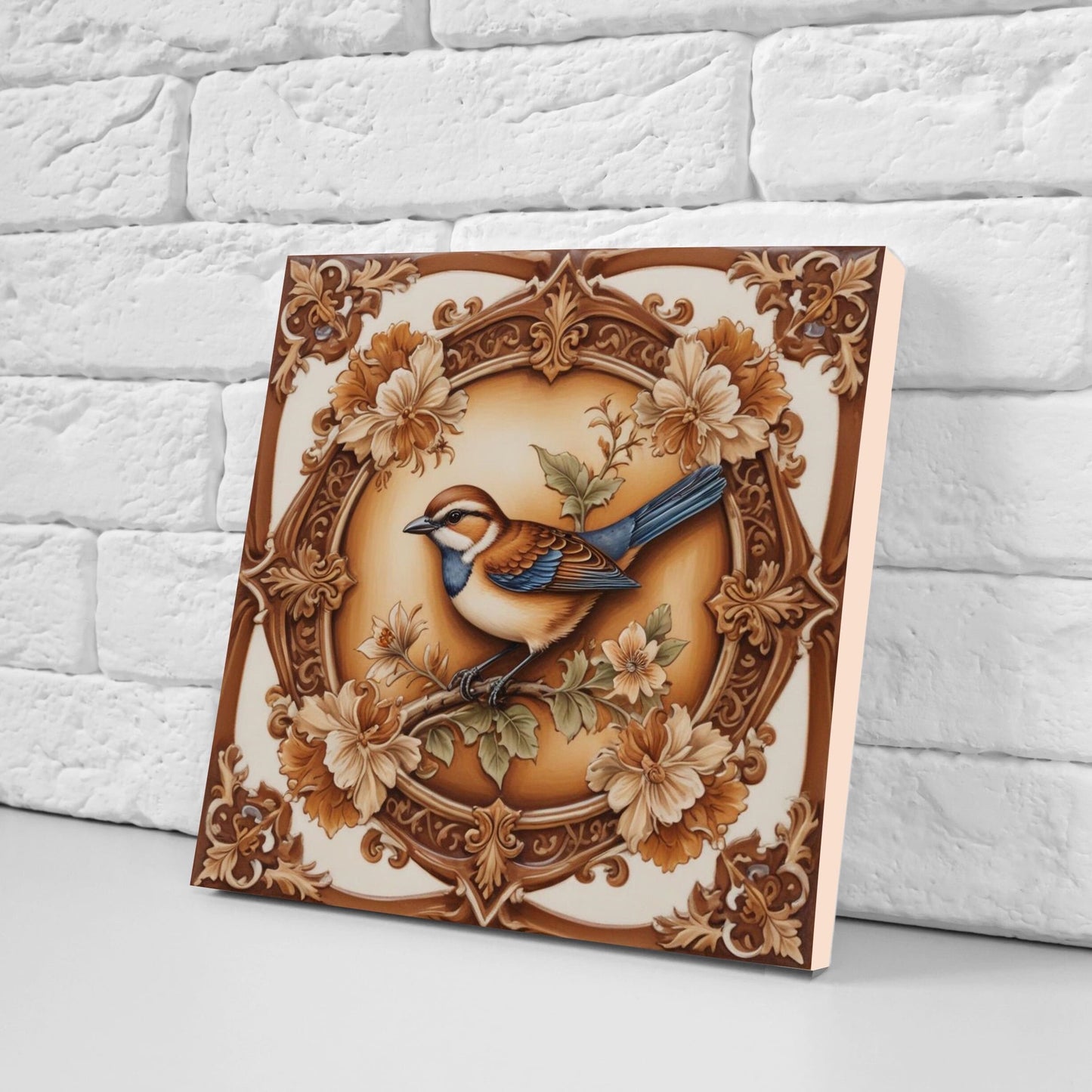 Victorian Tiles - Set of 2 Victorian Wall Decor Ceramic Bird Tiles-Kitchen Backsplash Tiles, Table Decorative Tiles, Bathroom Tiles, Coaster