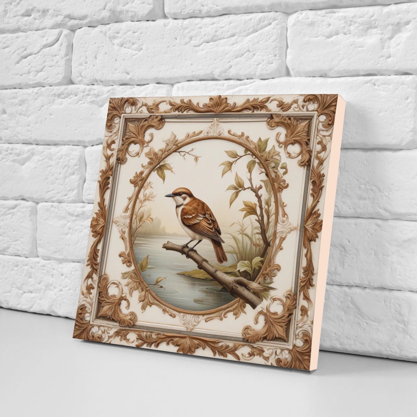 Victorian Tiles - Set of 2 Victorian Wall Decor Ceramic Bird Tiles-Kitchen Backsplash Tiles, Table Decorative Tiles, Bathroom Tiles, Coaster
