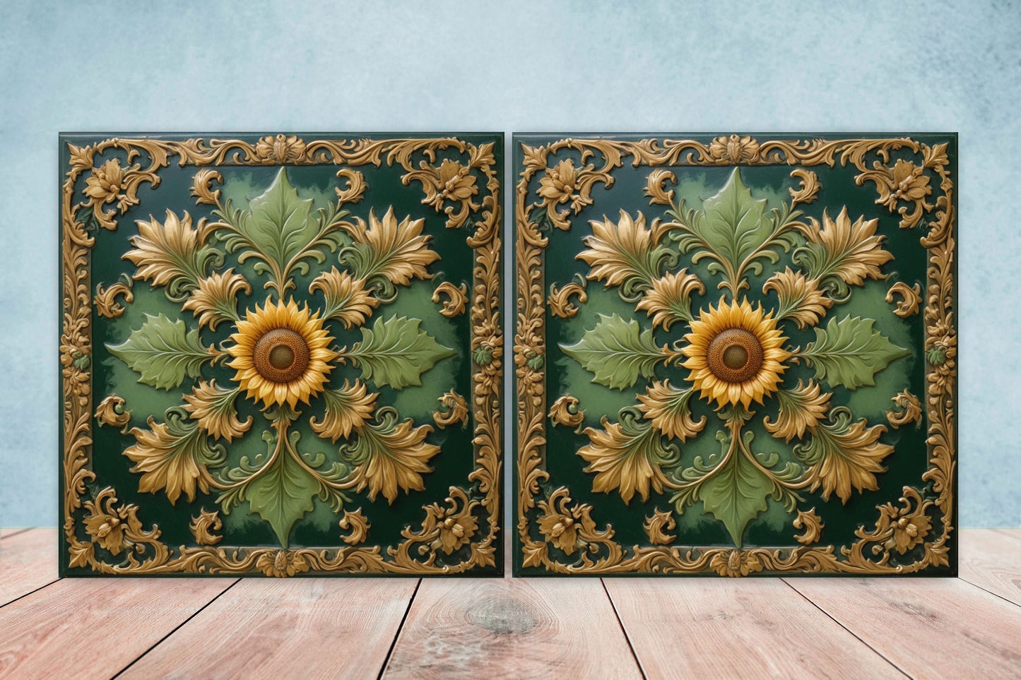 Victorian Tiles - Set of 2 Victorian Wall Decor Ceramic Tiles - Kitchen Backsplash Tiles, Table Decorative Tiles, Bathroom Tiles, Coaster