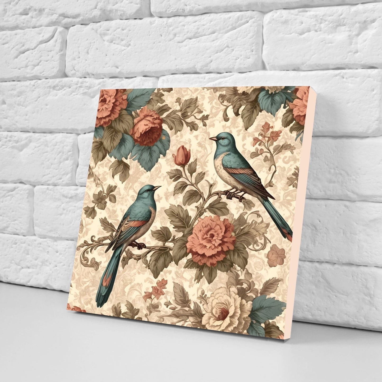 Victorian Tiles - Set of 2 Victorian Wall Decor Ceramic Bird Tiles-Kitchen Backsplash Tiles, Table Decorative Tiles, Bathroom Tiles, Coaster