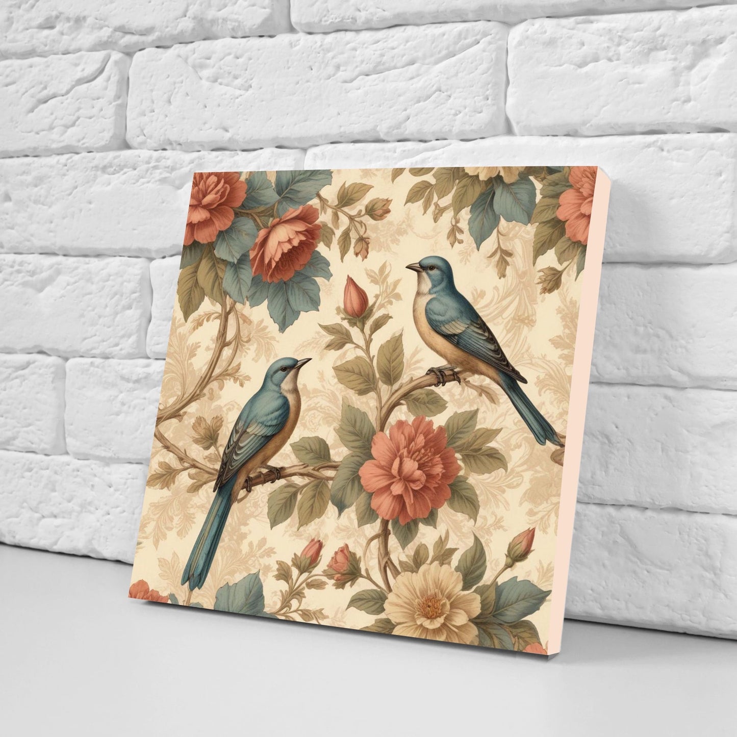 Victorian Tiles - Set of 2 Victorian Wall Decor Ceramic Bird Tiles-Kitchen Backsplash Tiles, Table Decorative Tiles, Bathroom Tiles, Coaster