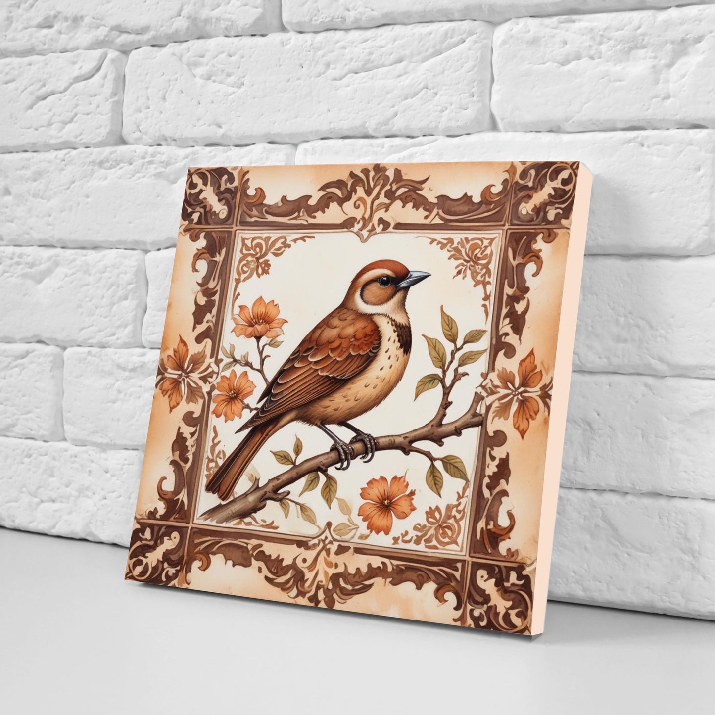 Victorian Tiles - Set of 2 Victorian Wall Decor Ceramic Bird Tiles-Kitchen Backsplash Tiles, Table Decorative Tiles, Bathroom Tiles, Coaster