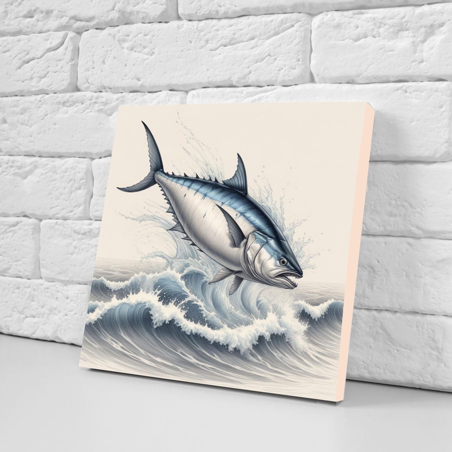 Carp Fish Ceramic Tile - Japanese Wave Tiles -Set of 2 Wall Decor Tiles -Kitchen Backsplash Tiles,Table Decorative Tiles,Bathroom, Coaster