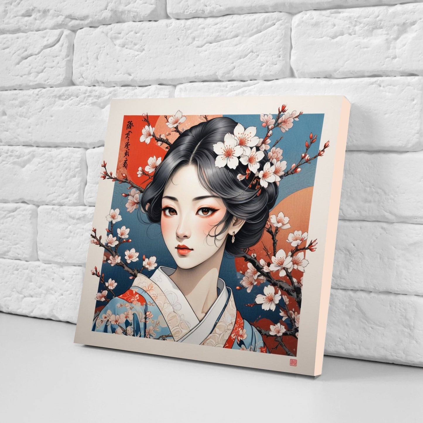Japanese Ceramic Tiles - Japanese Girl -Set of 2 Wall Decor Tiles -Kitchen Backsplash Tiles,Table Decorative Tiles,Bathroom, Coaster