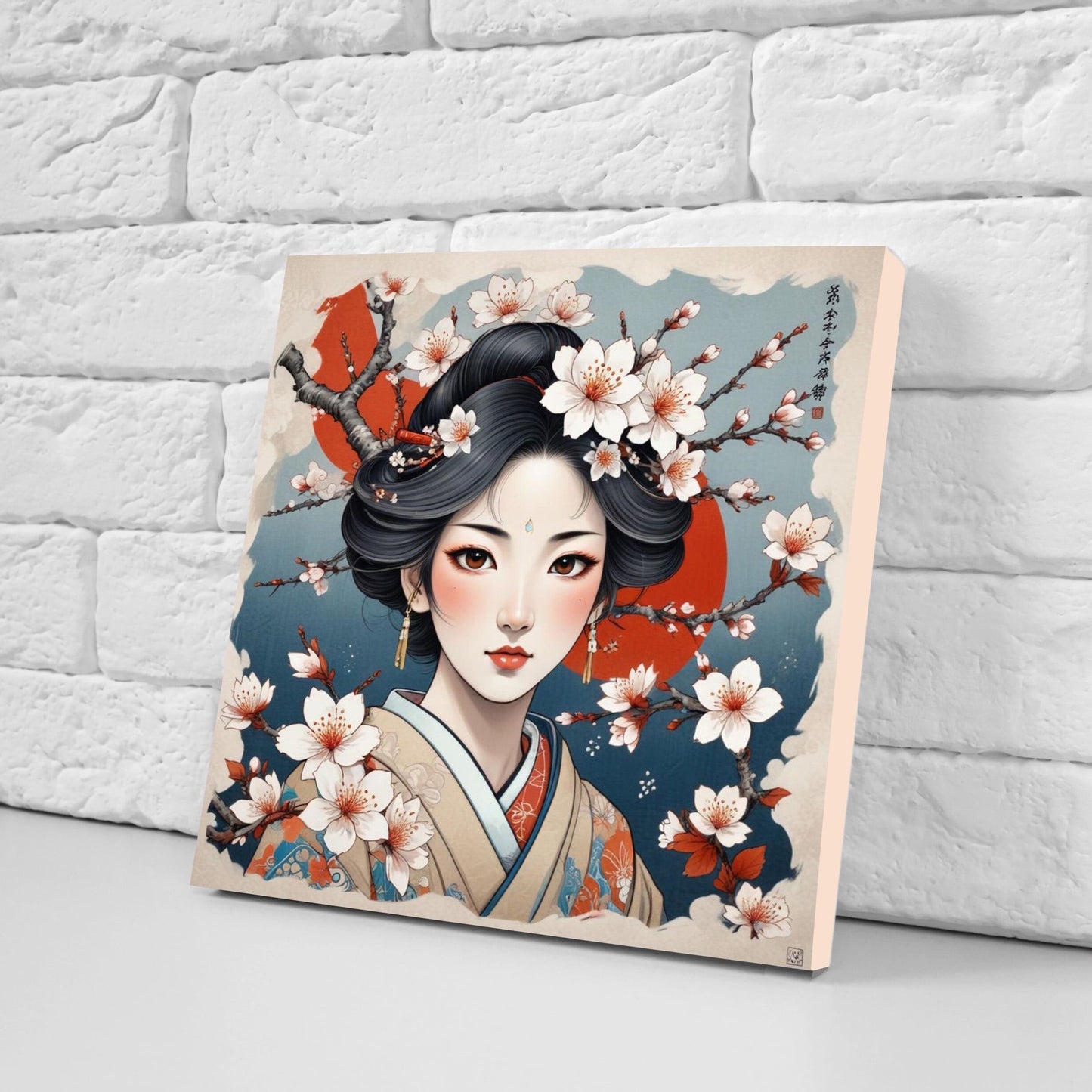 Japanese Ceramic Tiles - Japanese Girl -Set of 2 Wall Decor Tiles -Kitchen Backsplash Tiles,Table Decorative Tiles,Bathroom, Coaster