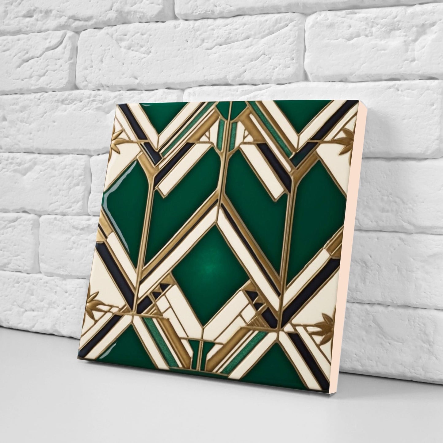 Art Deco Ceramic tiles - Set of 2 Art Deco Wall Decor Geometric Tiles - Kitchen Backsplash Tiles, Table Decorative Tiles, Bathroom Tiles
