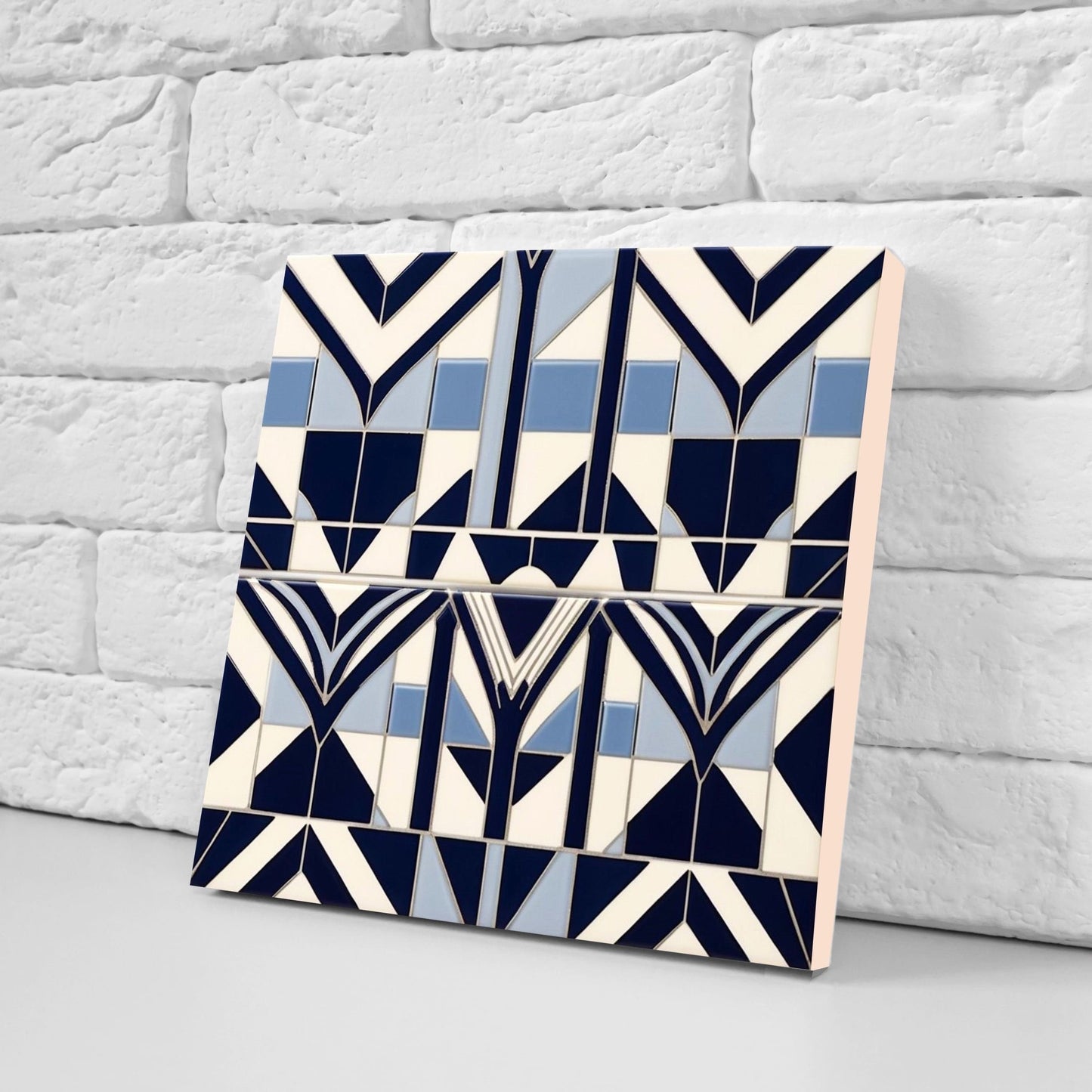 Art Deco Ceramic tiles - Set of 2 Art Deco Wall Decor Geometric Tiles - Kitchen Backsplash Tiles, Table Decorative Tiles, Bathroom Tiles