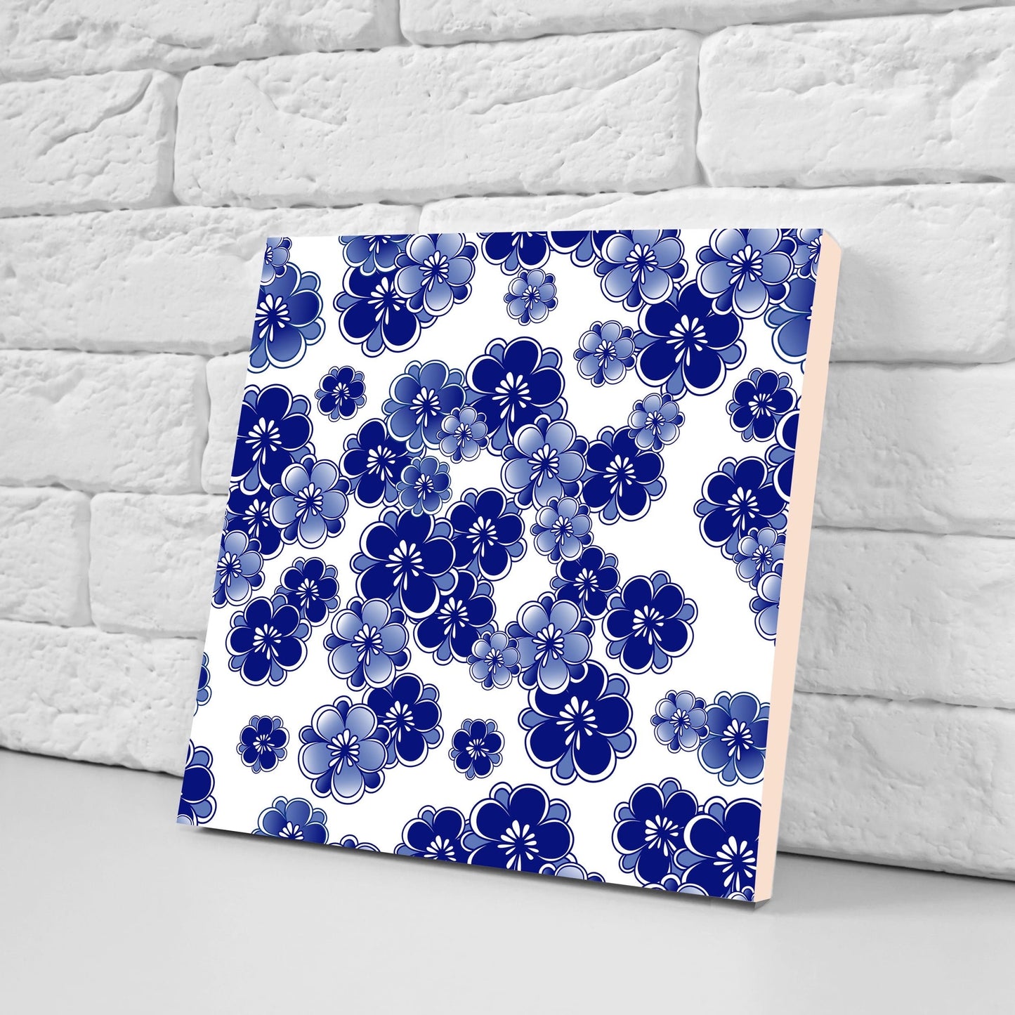 Japanese Ceramic Tiles Cherry Blossom Flower Design - Set of 2 Wall Décor Tiles - Kitchen Backsplash Tiles, Decorative Tiles, Bathroom Tiles