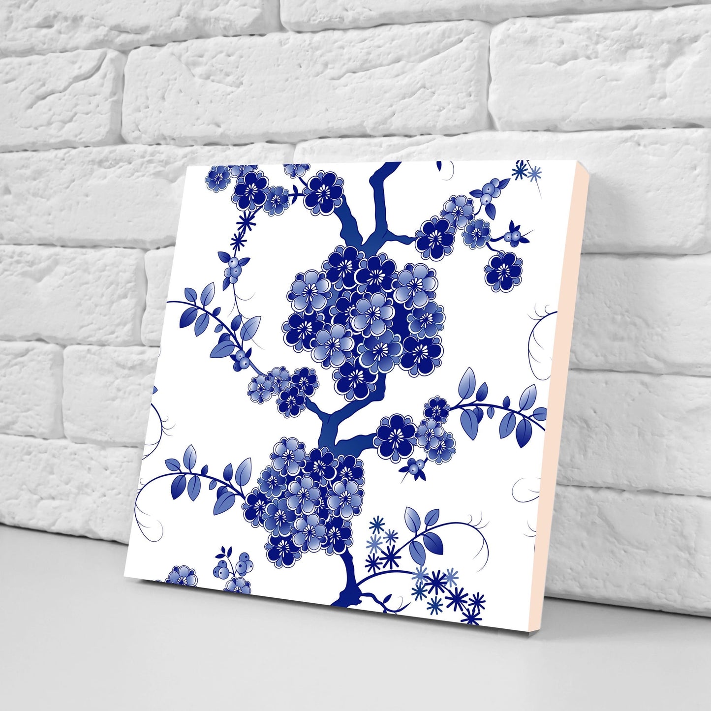 Japanese Ceramic Tiles Cherry Blossom Flower Design - Set of 2 Wall Décor Tiles - Kitchen Backsplash Tiles, Decorative Tiles, Bathroom Tiles