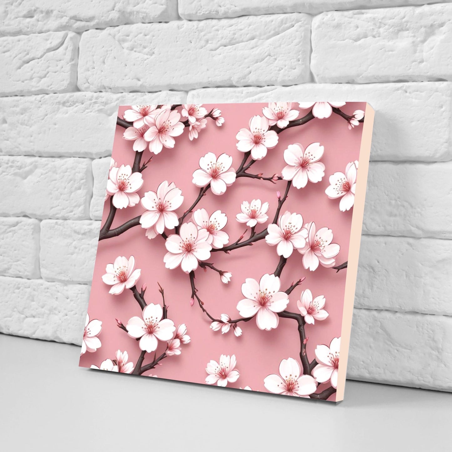 Japanese Ceramic Tiles Cherry Blossom Flower Design - Set of 2 Wall Décor Tiles - Kitchen Backsplash Tiles, Decorative Tiles, Bathroom Tiles