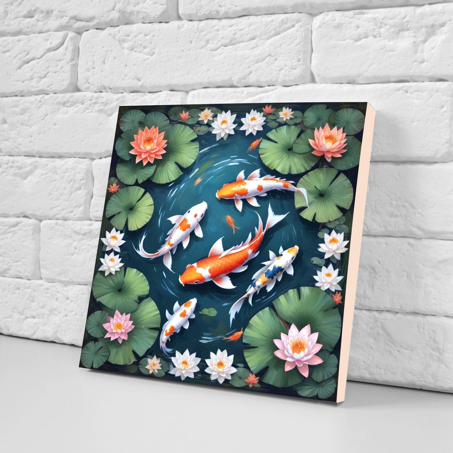 Koi Fish Ceramic Tile - Japanese Tiles -Set of 2 Wall Decor Tiles -Kitchen Backsplash Tiles,Table Decorative Tiles,Bathroom, Coaster