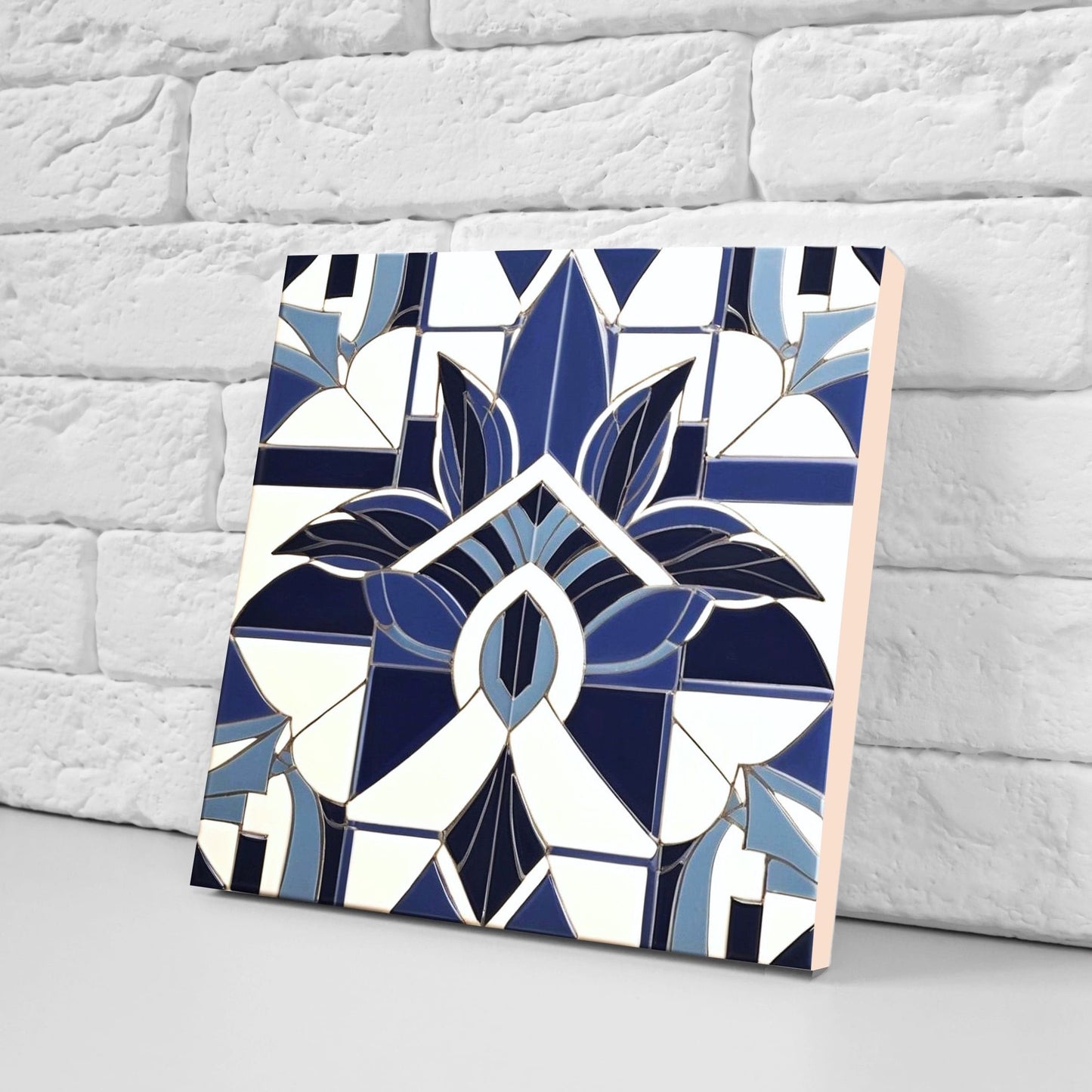 Art Deco Ceramic tiles - Set of 2 Art Deco Wall Decor Geometric Tiles - Kitchen Backsplash Tiles, Table Decorative Tiles, Bathroom Tiles