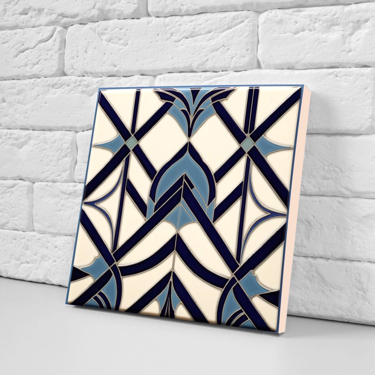 Art Deco Ceramic tiles - Set of 2 Art Deco Wall Decor Geometric Tiles - Kitchen Backsplash Tiles, Table Decorative Tiles, Bathroom Tiles