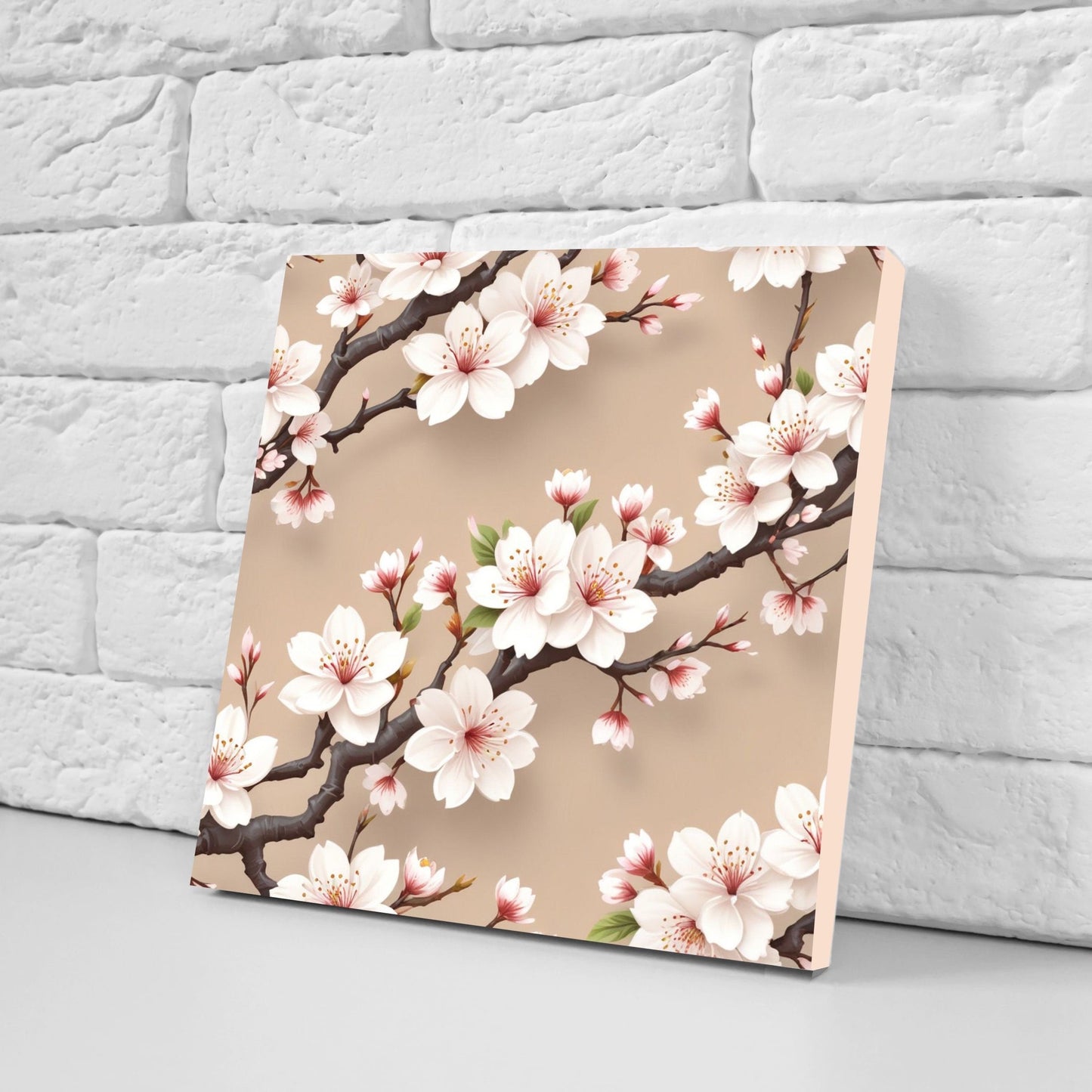 Japanese Ceramic Tiles Cherry Blossom Flower Design - Set of 2 Wall Décor Tiles - Kitchen Backsplash Tiles, Decorative Tiles, Bathroom Tiles