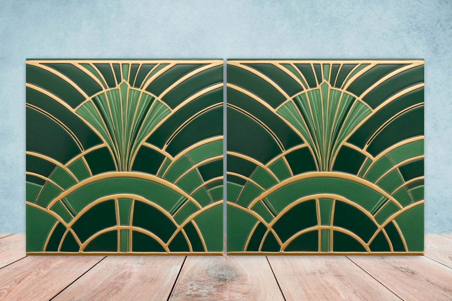 Art Deco Ceramic tiles - Set of 2 Art Deco Wall Decor Geometric Tiles - Kitchen Backsplash Tiles, Table Decorative Tiles, Bathroom Tiles