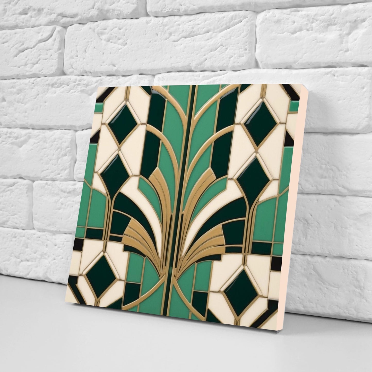 Art Deco Ceramic tiles - Set of 2 Art Deco Wall Decor Geometric Tiles - Kitchen Backsplash Tiles, Table Decorative Tiles, Bathroom Tiles