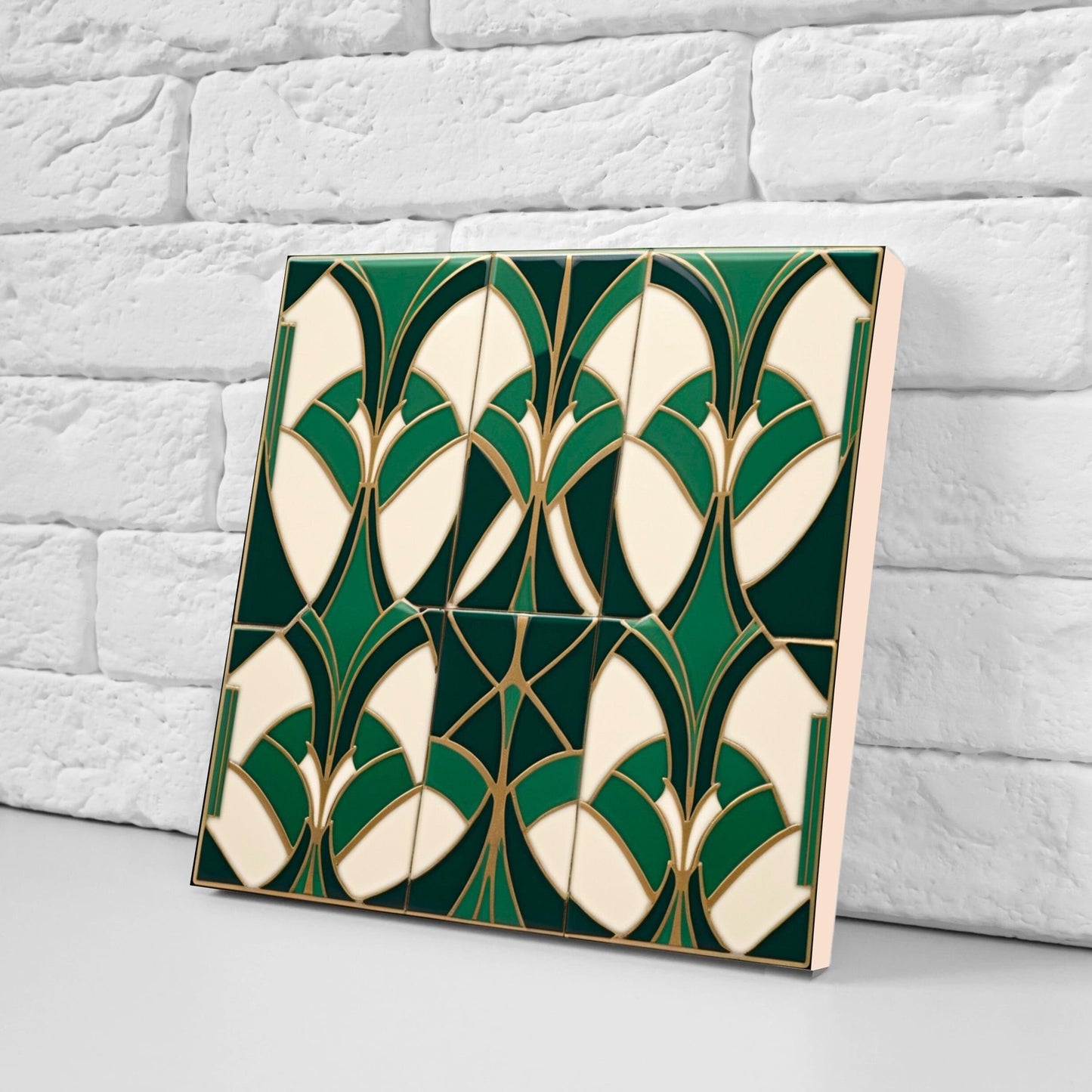 Art Deco Ceramic tiles - Set of 2 Art Deco Wall Decor Geometric Tiles - Kitchen Backsplash Tiles, Table Decorative Tiles, Bathroom Tiles