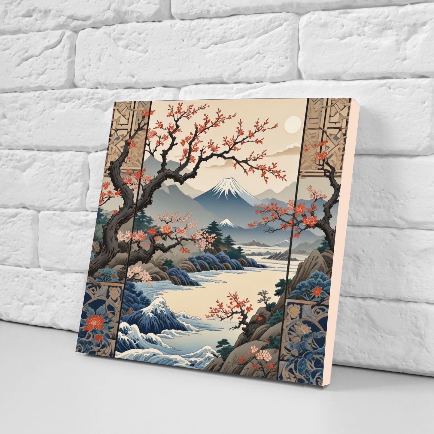 Japanese Ceramic Tiles - Japanese Landscape -Set of 2 Wall Decor Tiles -Kitchen Backsplash Tiles,Table Decorative Tiles,Bathroom, Coaster