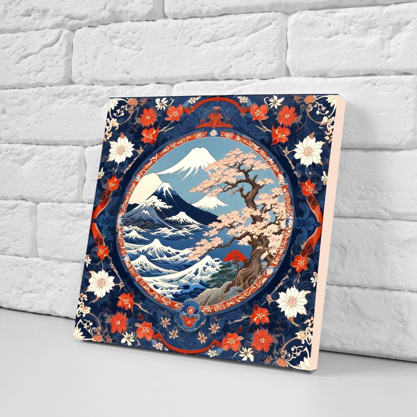 Japanese Ceramic Tiles - Japanese Landscape -Set of 2 Wall Decor Tiles -Kitchen Backsplash Tiles,Table Decorative Tiles,Bathroom, Coaster