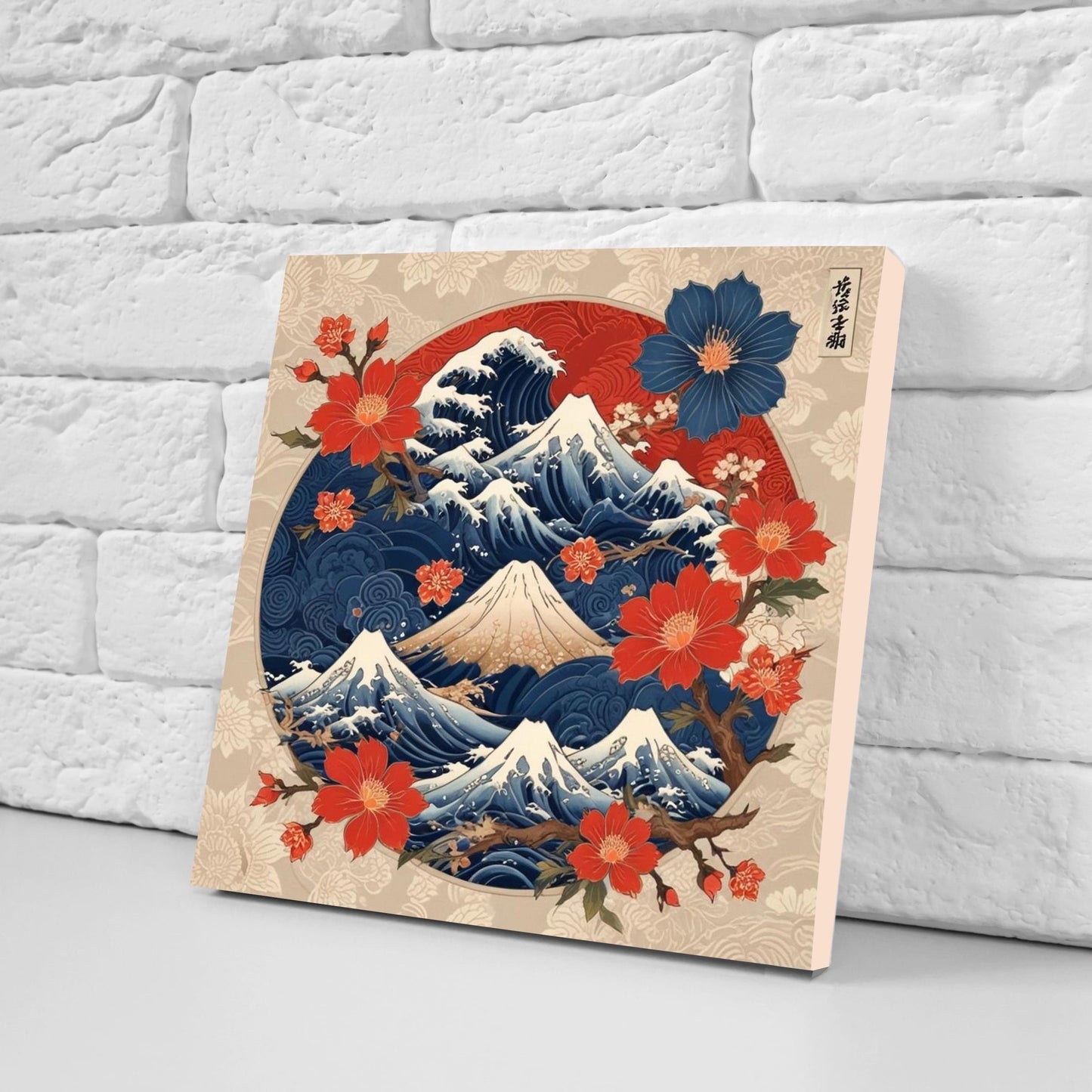 Japanese Ceramic Tiles - Japanese Landscape -Set of 2 Wall Decor Tiles -Kitchen Backsplash Tiles,Table Decorative Tiles,Bathroom, Coaster