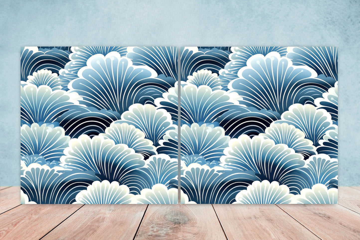 Japanese Ceramic Tiles - Japanese Pattern -Set of 2 Wall Decor Tiles -Kitchen Backsplash Tiles,Table Decorative Tiles,Bathroom, Coaster