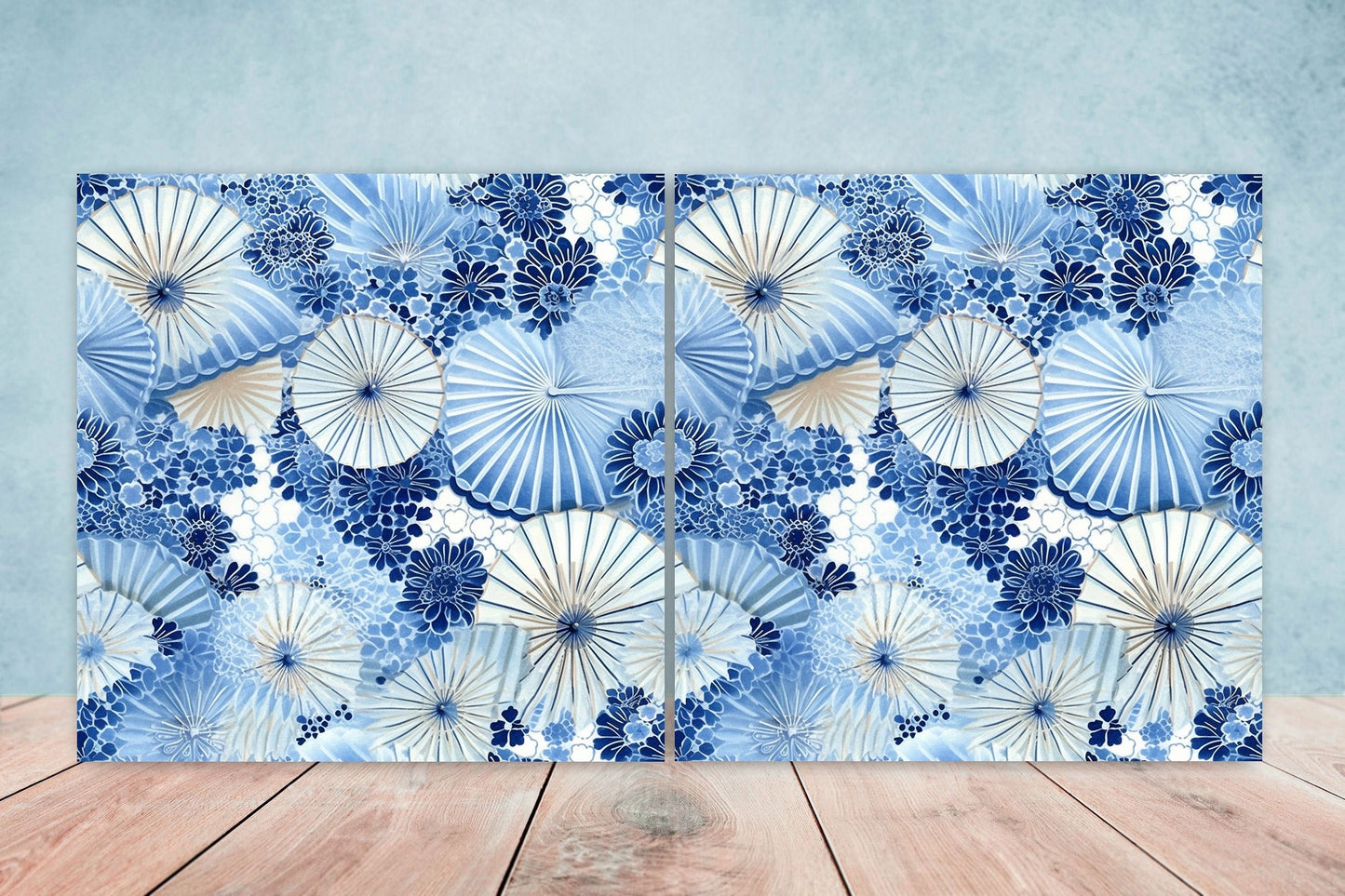 Japanese Ceramic Tiles - Japanese Pattern -Set of 2 Wall Decor Tiles -Kitchen Backsplash Tiles,Table Decorative Tiles,Bathroom, Coaster