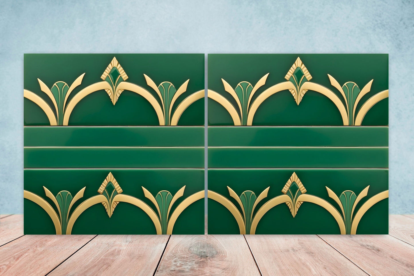 Art Deco Ceramic tiles - Set of 2 Art Deco Wall Decor Geometric Tiles - Kitchen Backsplash Tiles, Table Decorative Tiles, Bathroom Tiles