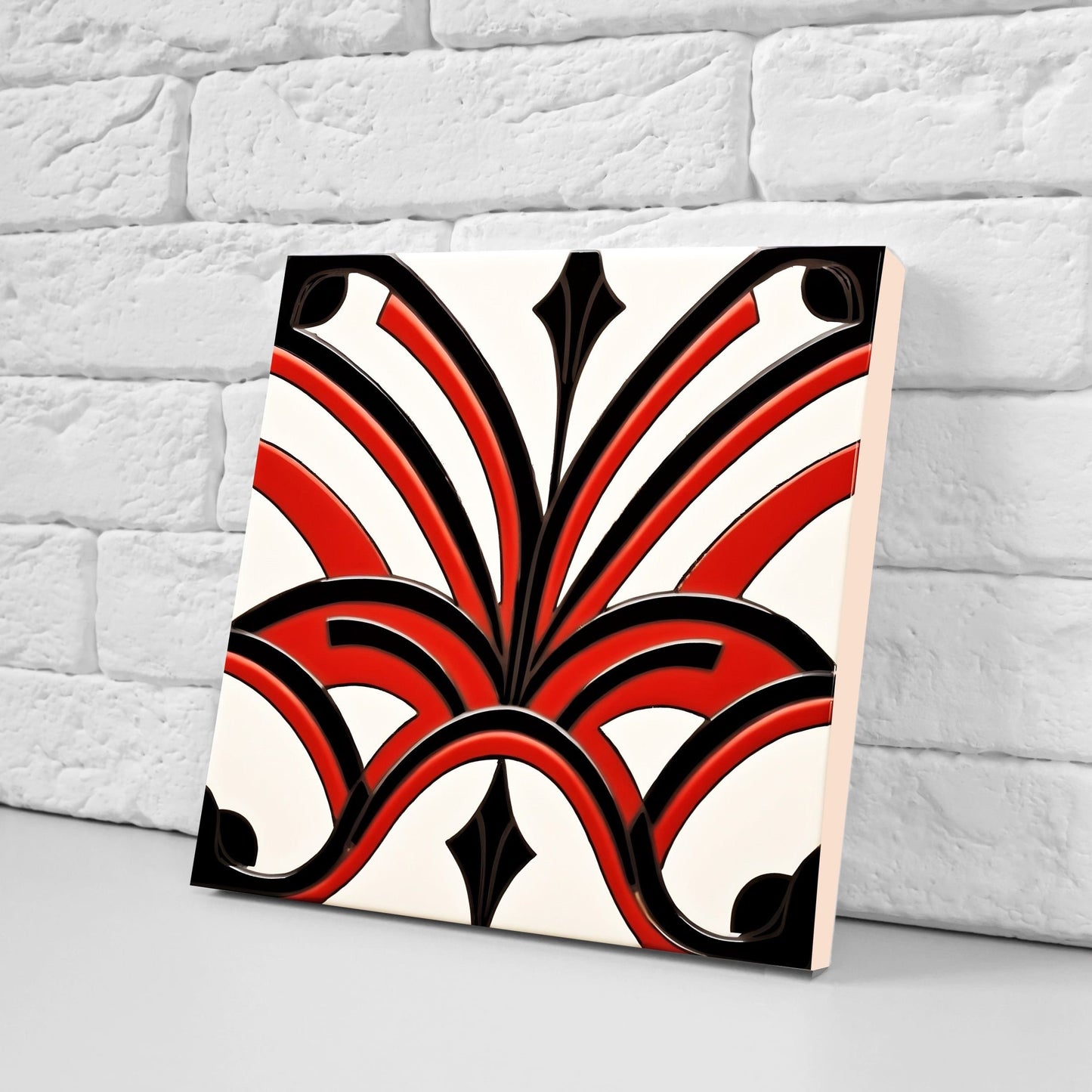 Art Deco Ceramic tiles - Set of 2 Art Deco Wall Decor Geometric Tiles - Kitchen Backsplash Tiles, Table Decorative Tiles, Bathroom Tiles