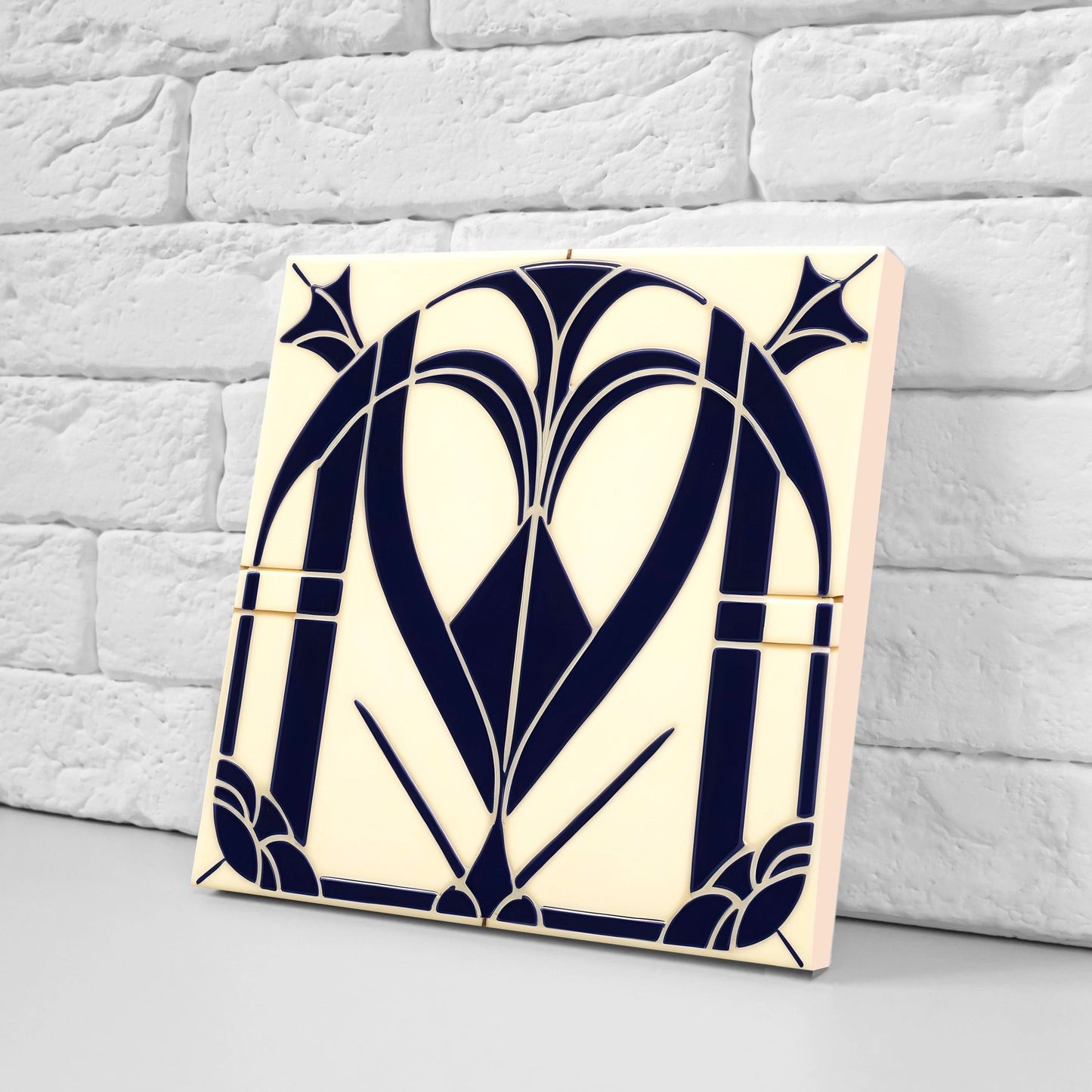 Art Deco Ceramic tiles - Set of 2 Art Deco Wall Decor Geometric Tiles - Kitchen Backsplash Tiles, Table Decorative Tiles, Bathroom Tiles