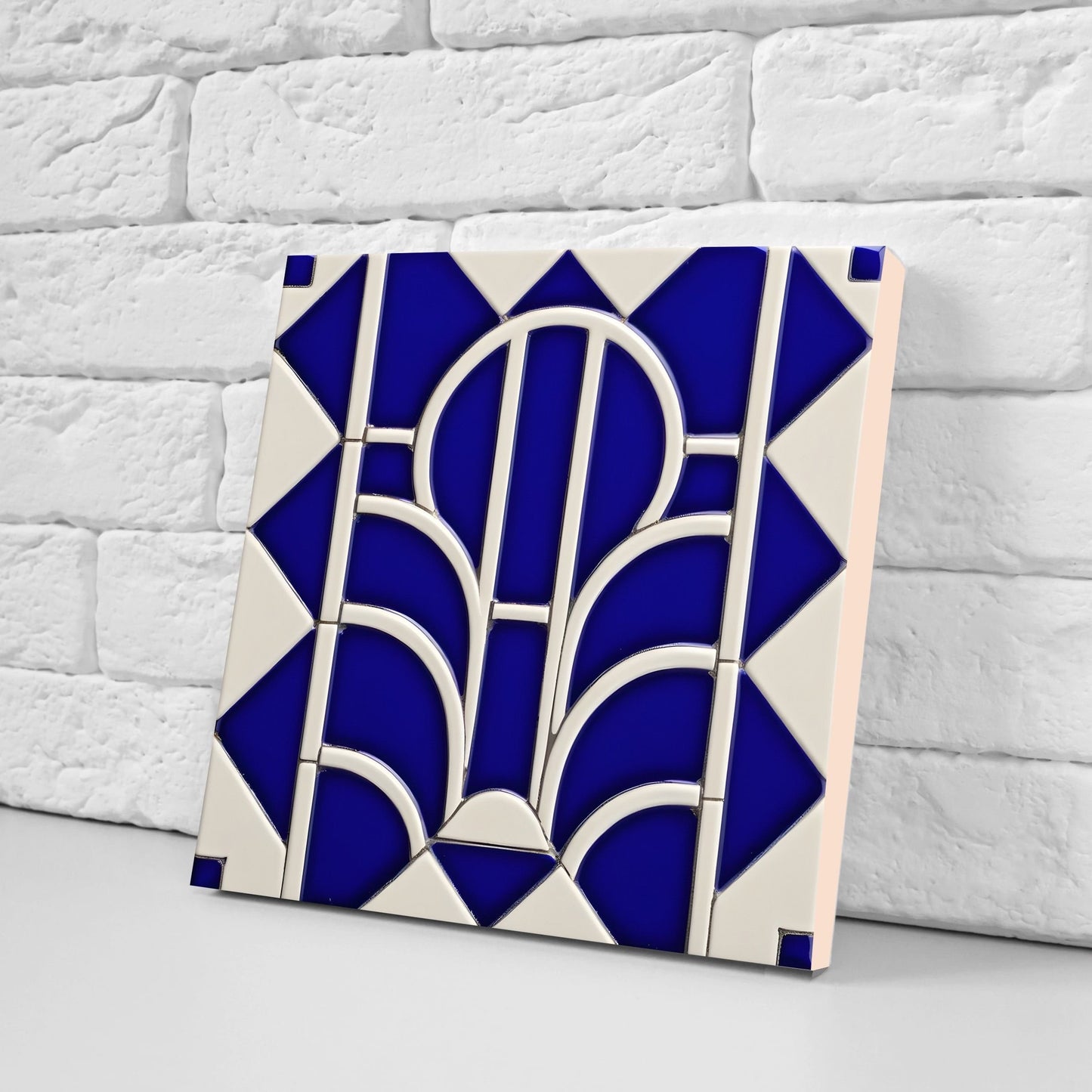 Art Deco Ceramic tiles - Set of 2 Art Deco Wall Decor Geometric Tiles - Kitchen Backsplash Tiles, Table Decorative Tiles, Bathroom Tiles
