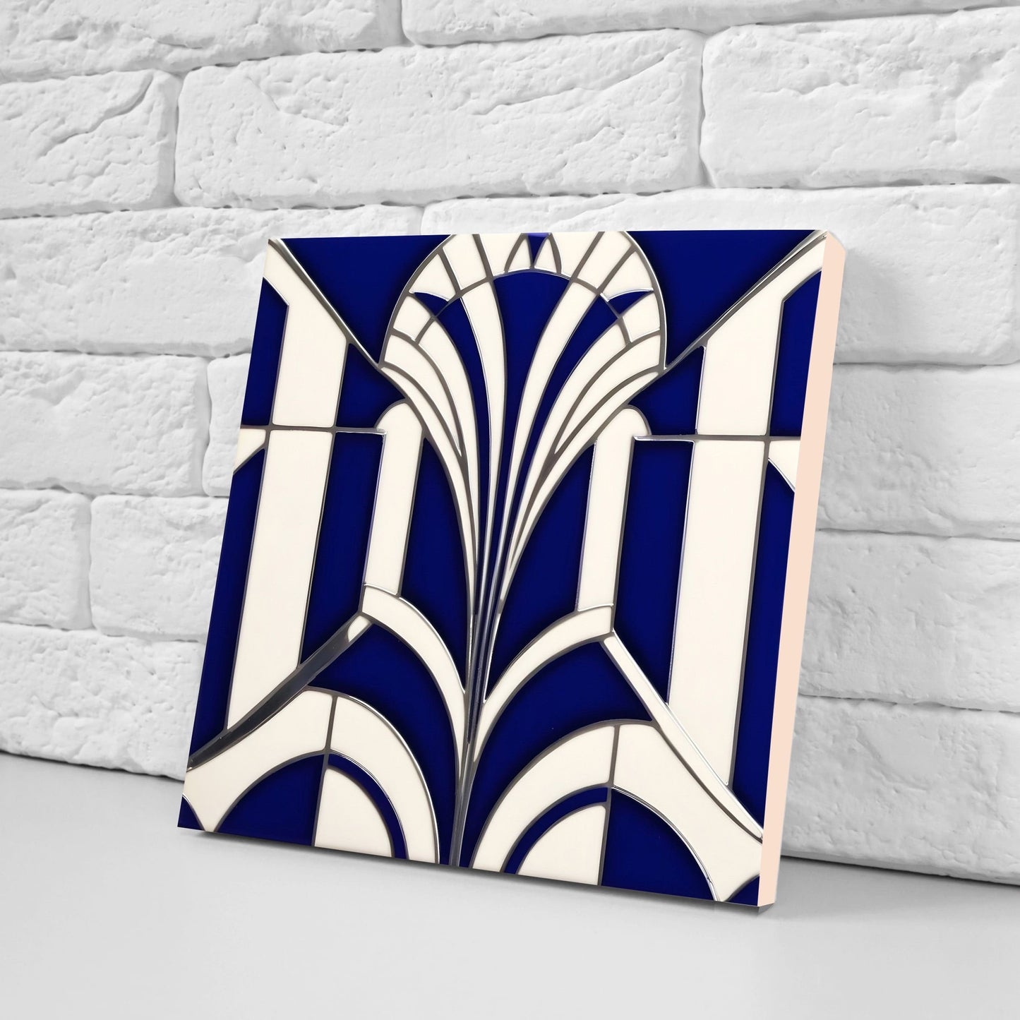 Art Deco Ceramic tiles - Set of 2 Art Deco Wall Decor Geometric Tiles - Kitchen Backsplash Tiles, Table Decorative Tiles, Bathroom Tiles