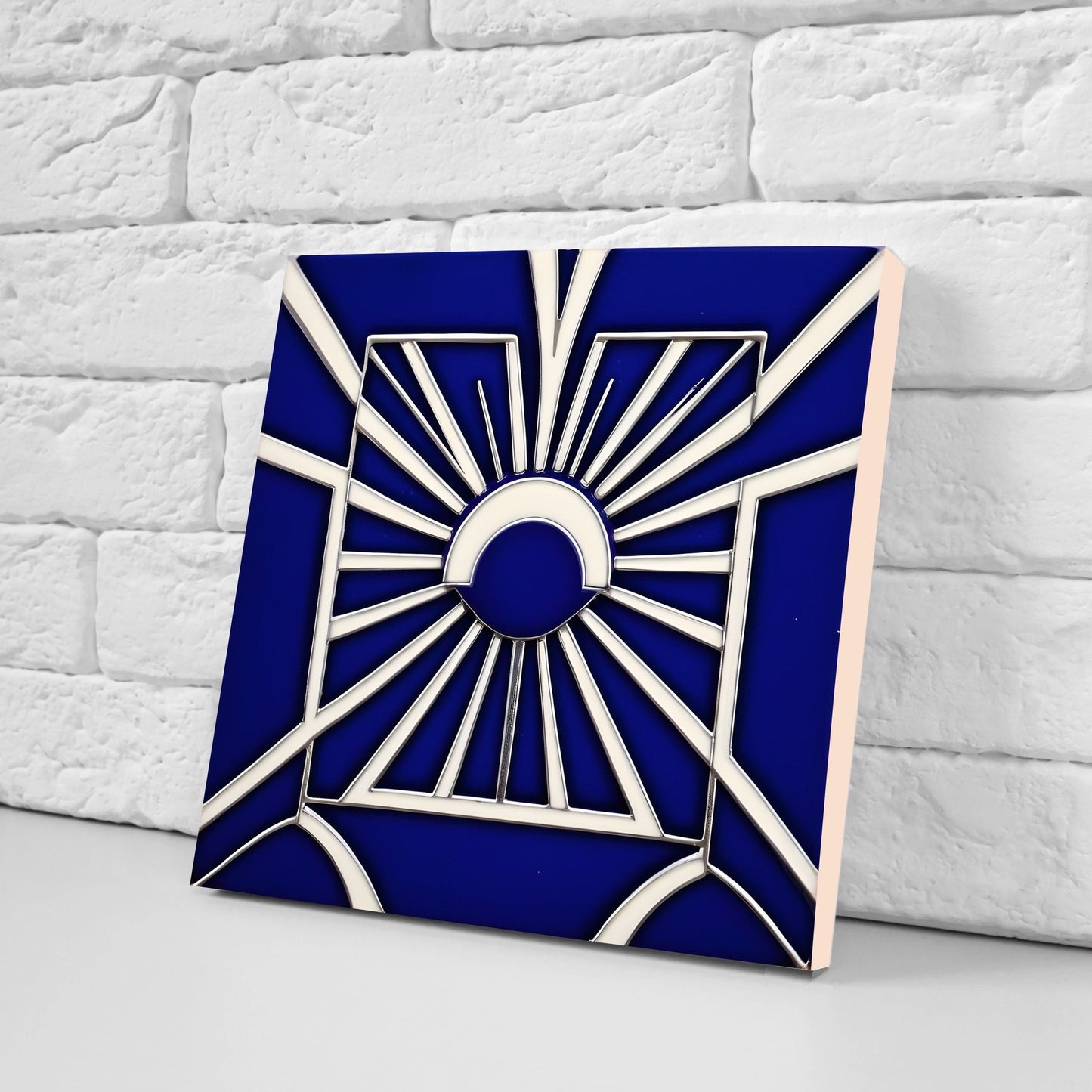 Art Deco Ceramic tiles - Set of 2 Art Deco Wall Decor Geometric Tiles - Kitchen Backsplash Tiles, Table Decorative Tiles, Bathroom Tiles