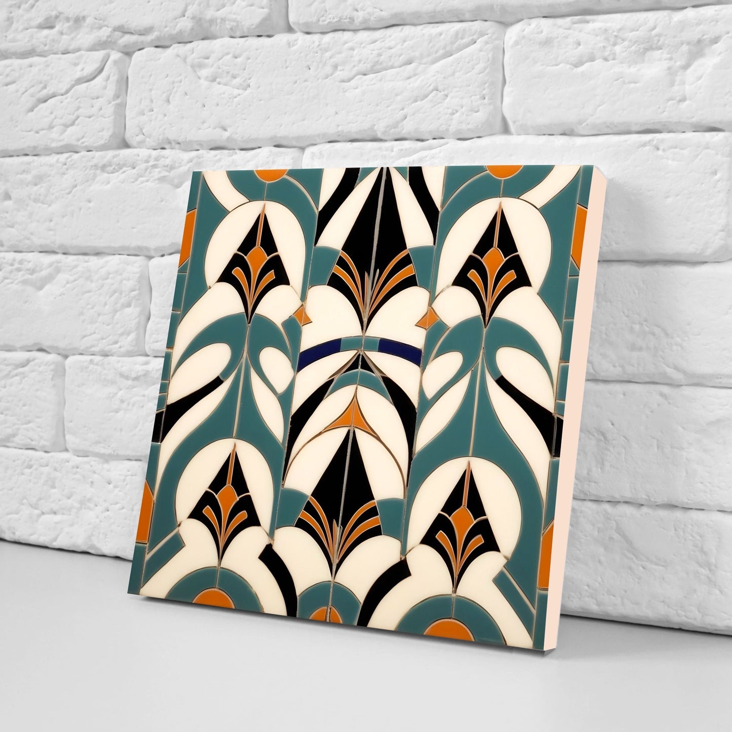 Art Deco Ceramic tiles - Set of 2 Art Deco Wall Decor Geometric Tiles - Kitchen Backsplash Tiles, Table Decorative Tiles, Bathroom Tiles