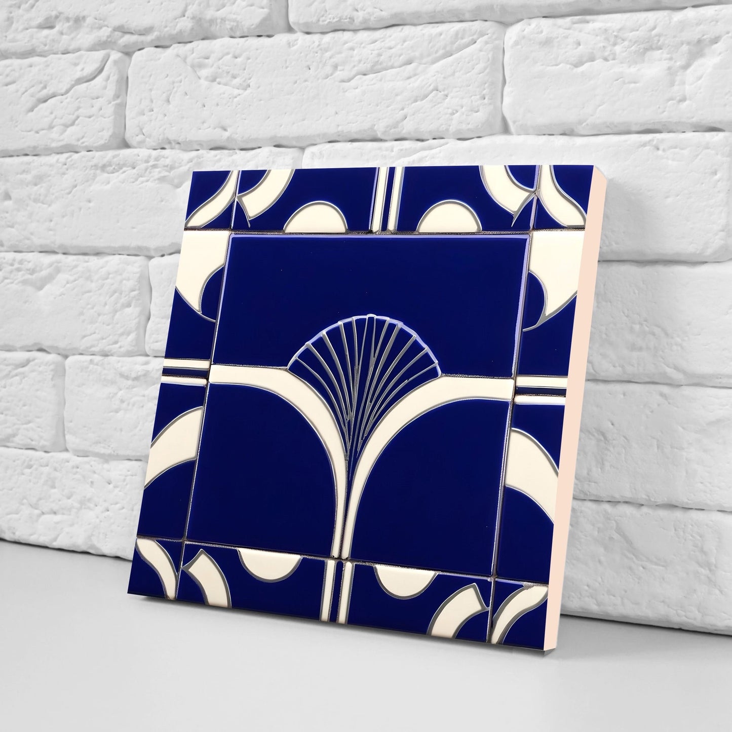 Art Deco Ceramic tiles - Set of 2 Art Deco Wall Decor Geometric Tiles - Kitchen Backsplash Tiles, Table Decorative Tiles, Bathroom Tiles