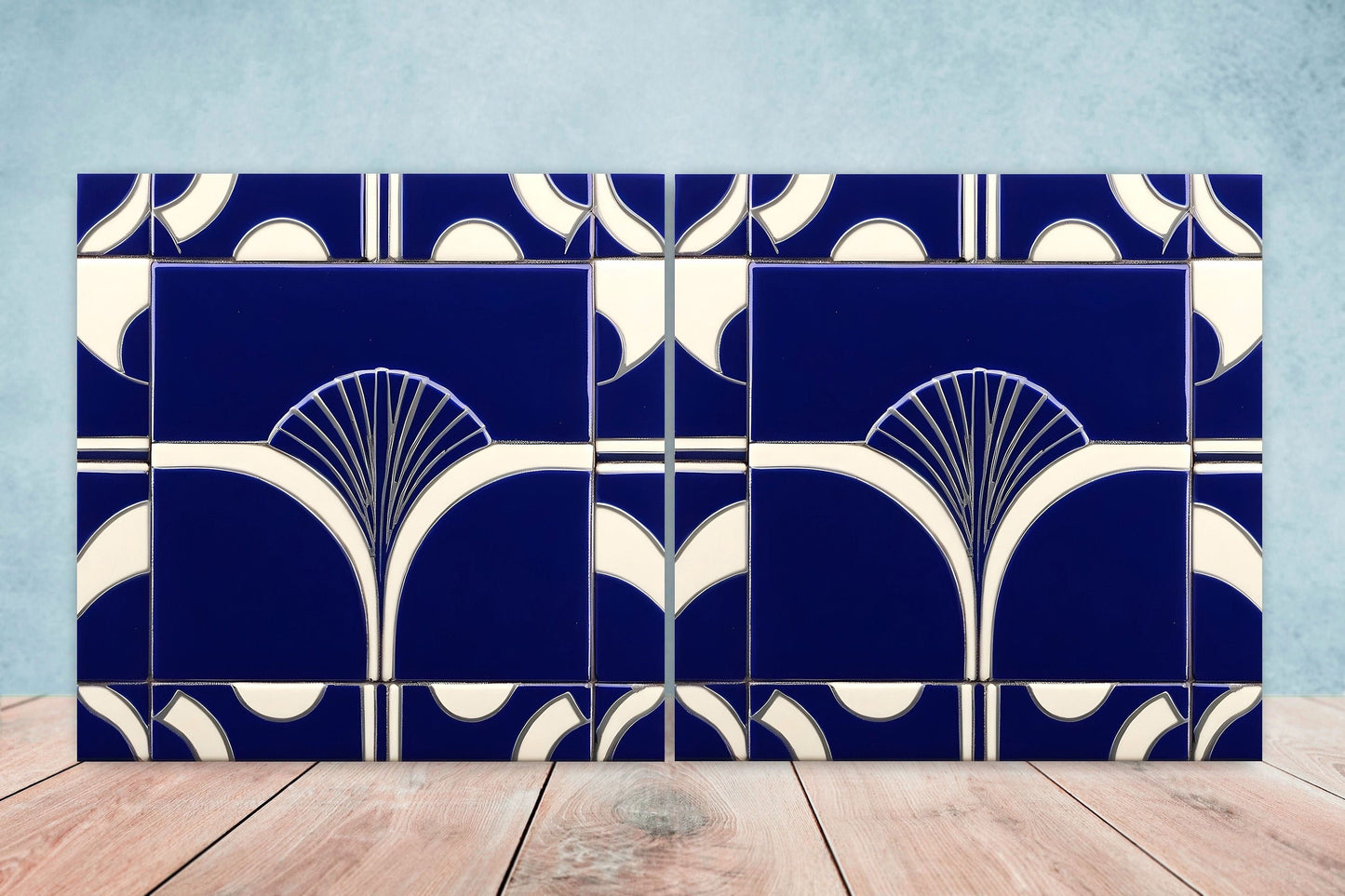 Art Deco Ceramic tiles - Set of 2 Art Deco Wall Decor Geometric Tiles - Kitchen Backsplash Tiles, Table Decorative Tiles, Bathroom Tiles