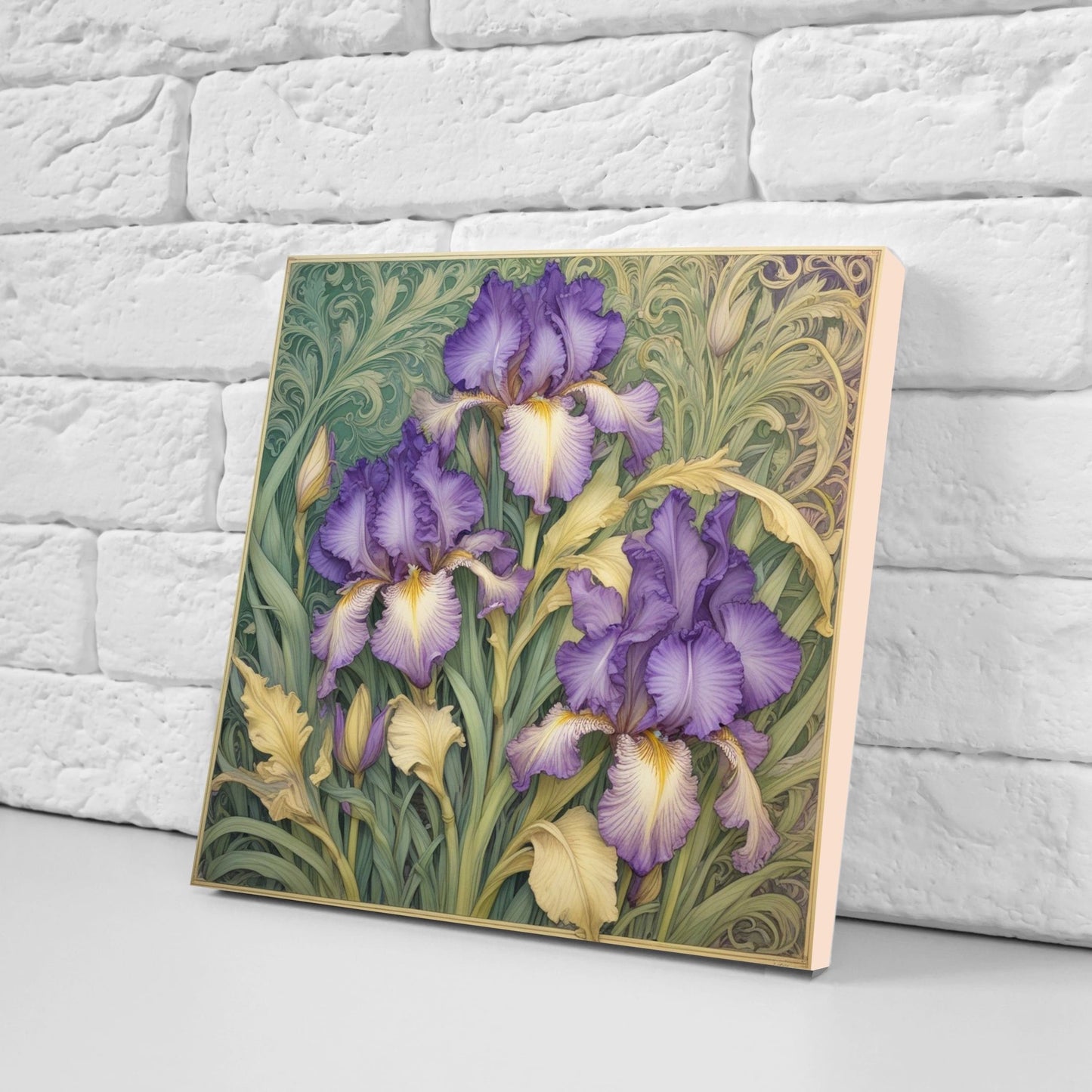 Art Nouveau Flower Ceramic Tiles - Set of 2 Art Nouveau Wall Decor Tiles - Kitchen Backsplash Tiles, Table Decorative Tiles, Bathroom Tiles