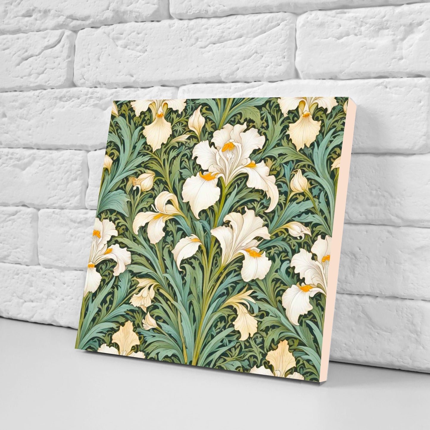 Art Nouveau Flower Ceramic Tiles - Set of 2 Art Nouveau Wall Decor Tiles - Kitchen Backsplash Tiles, Table Decorative Tiles, Bathroom Tiles