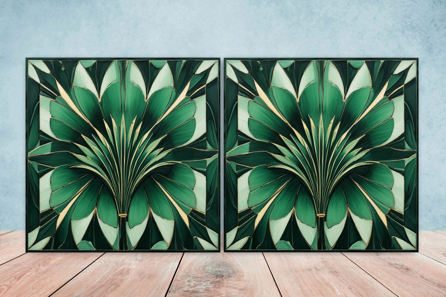 Art Deco Ceramic tiles - Set of 2 Art Deco Wall Decor Geometric Tiles - Kitchen Backsplash Tiles, Table Decorative Tiles, Bathroom Tiles