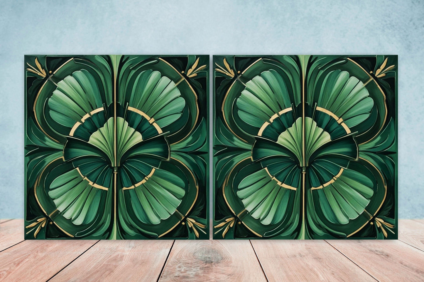 Art Deco Ceramic tiles - Set of 2 Art Deco Wall Decor Geometric Tiles - Kitchen Backsplash Tiles, Table Decorative Tiles, Bathroom Tiles