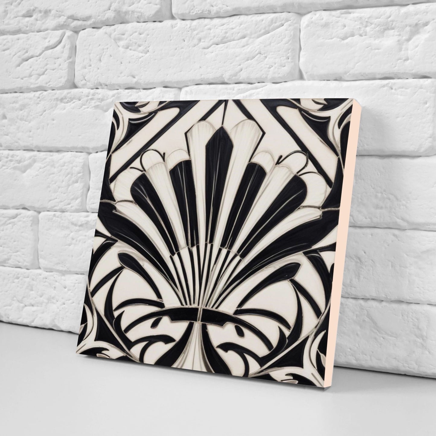 Art Deco Ceramic tiles - Set of 2 Art Deco Wall Decor Geometric Tiles - Kitchen Backsplash Tiles, Table Decorative Tiles, Bathroom Tiles