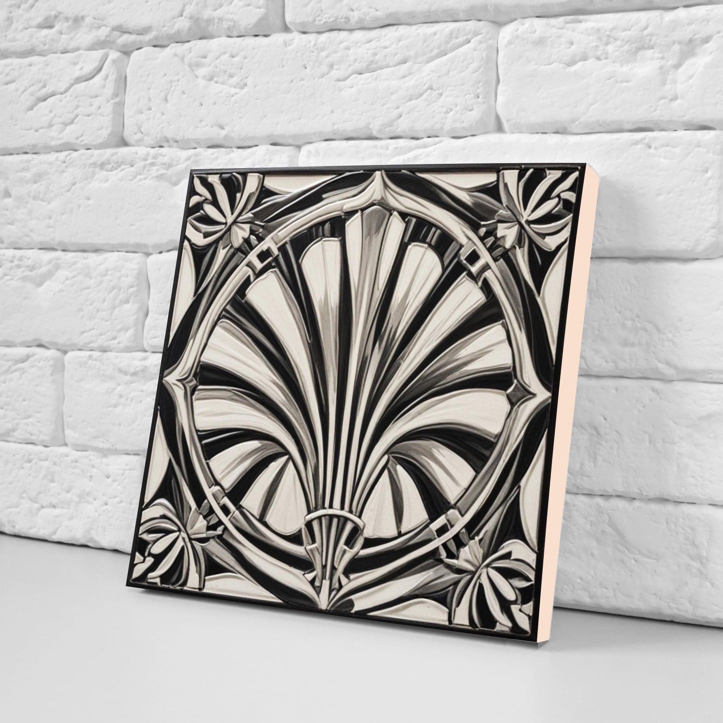 Art Deco Ceramic tiles - Set of 2 Art Deco Wall Decor Geometric Tiles - Kitchen Backsplash Tiles, Table Decorative Tiles, Bathroom Tiles